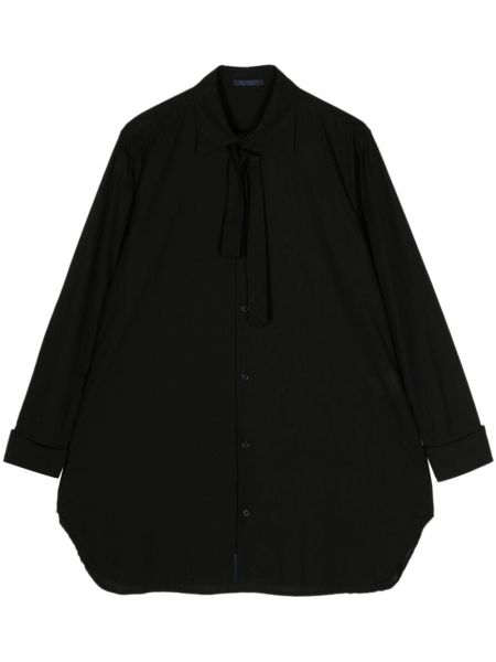 Długa koszula z kokardką bawełniana Yohji Yamamoto czarna