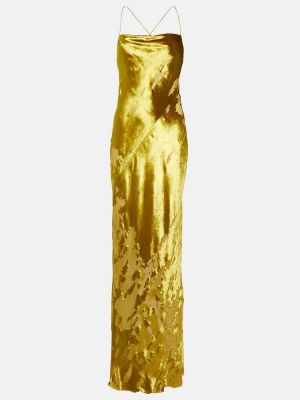 Aksamitna jedwabna satynowa sukienka długa The Sei złota