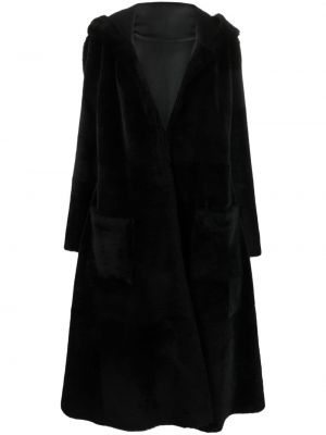 Двустранно палто с качулка Liska черно