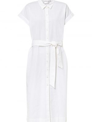 Bavlněné lněné košilové šaty Bonprix - bílá