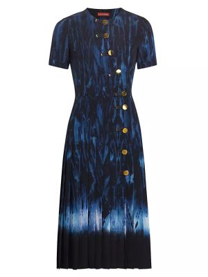 Платье миди с абстрактным узором Altuzarra синее