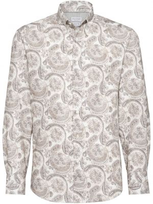 Bavlnená košeľa s potlačou s paisley vzorom Brunello Cucinelli