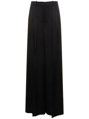 Pantalon droit taille haute en satin plissé Michael Kors Collection noir