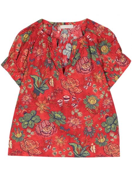 Bluza s cvjetnim printom s printom Ulla Johnson crvena