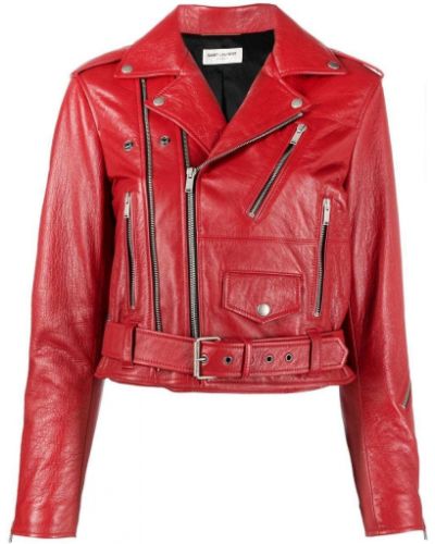 Kožna jakna Saint Laurent crvena