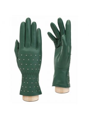 Перчатки ELEGANZZA, демисезон/зима, натуральная кожа, подкладка зеленый