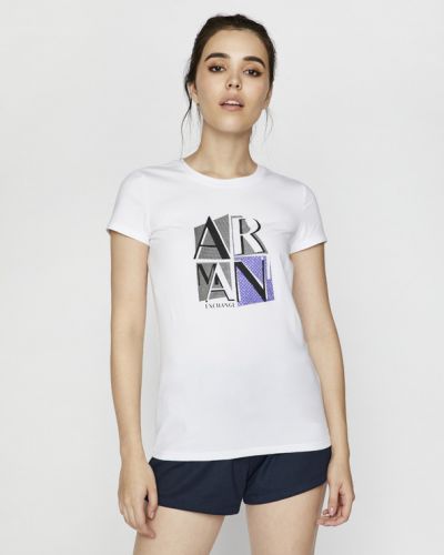 Rövid ujjú pamut póló Armani Exchange - fehér