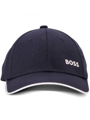 Bombažna kapa s šiltom s potiskom Boss modra
