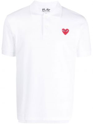 Памучна поло тениска със сърца Comme Des Garçons Play бяло