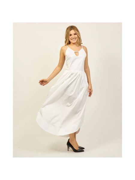 Vestido largo de algodón plisado Jijil blanco