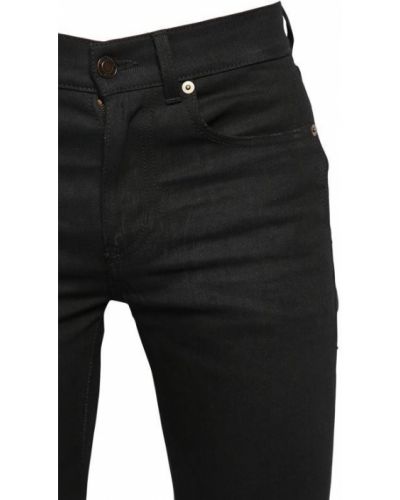 Medvilninės skinny fit džinsai Saint Laurent juoda