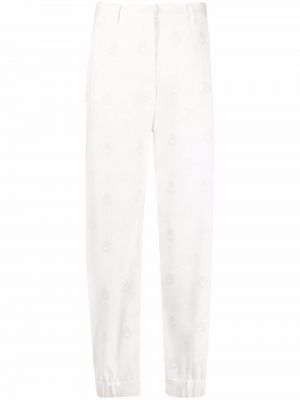 Pantaloni cu imagine Dependance alb