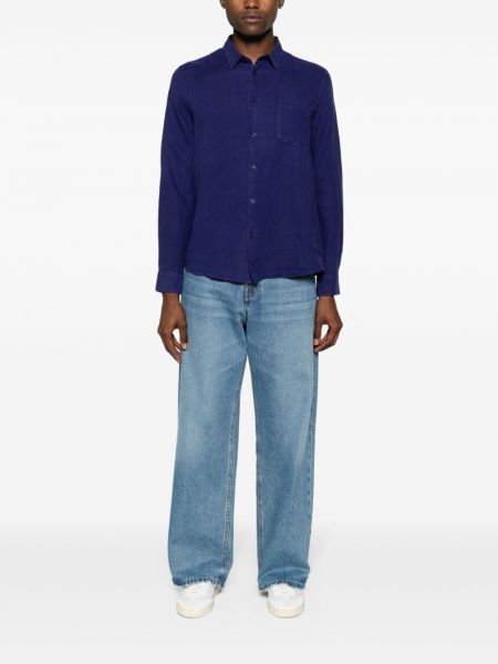 Lininė marškiniai su kišenėmis Vilebrequin mėlyna