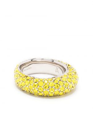 Δαχτυλίδι με πετραδάκια Amina Muaddi κίτρινο