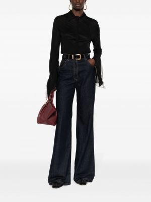 Chemise avec manches longues drapée Victoria Beckham noir