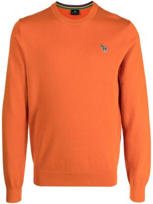 Bavlněný svetr s kulatým výstřihem se zebřím vzorem Ps Paul Smith oranžový