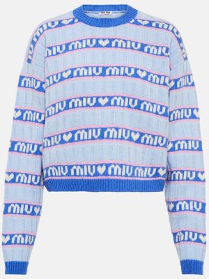 Krótki sweter wełniane Miu Miu - niebieski