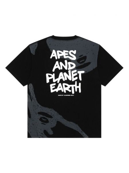 Raštuotas medvilninis marškinėliai Aape By *a Bathing Ape® juoda