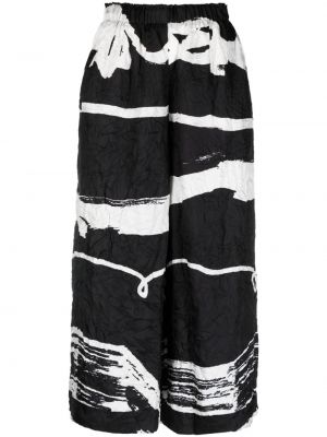 Hodvábne culottes nohavice s potlačou s abstraktným vzorom Daniela Gregis