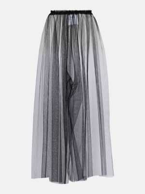 Pantaloni transparente din tul cu croială lejeră Noir Kei Ninomiya negru