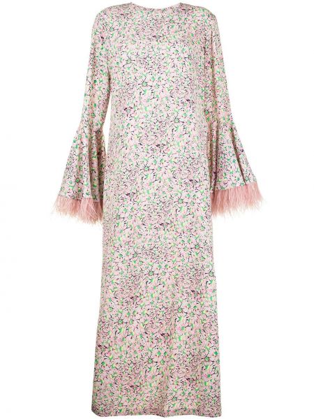 Платье с перьями в цветочный принт Bambah, розовое