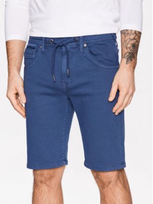 Bavlnené slim fit priliehavé džínsové šortky Pepe Jeans modrá