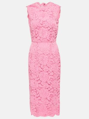 Dantel midi elbise Dolce&gabbana pembe