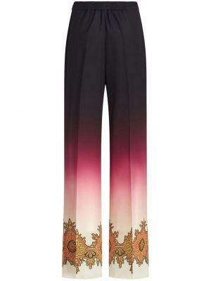 Hedvábné rovné kalhoty s přechodem barev Etro červené