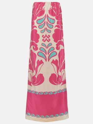 Selyem hosszú ruha Adriana Degreas rózsaszín