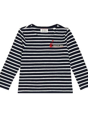 Jersey raidallinen puuvilla t-paita pojille Scotch & Soda Kids sininen