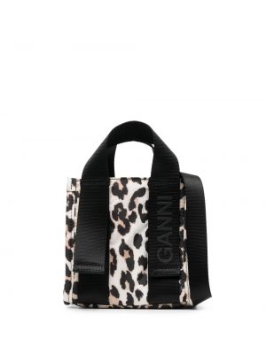 Shopper handtasche mit print mit leopardenmuster Ganni