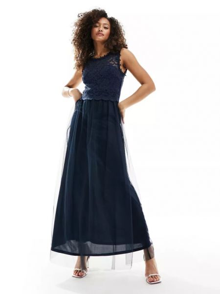 Длинное платье из тюля Vila синее