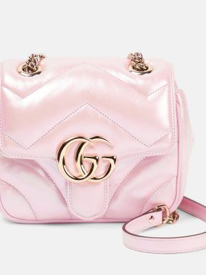 Růžová kožená kabelka Gucci