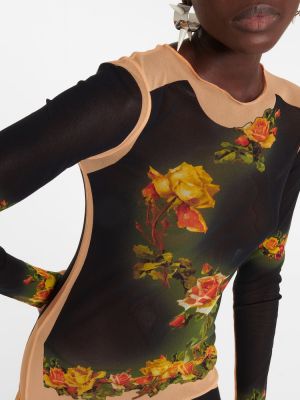 Φλοράλ μίντι φόρεμα από διχτυωτό Jean Paul Gaultier μπεζ