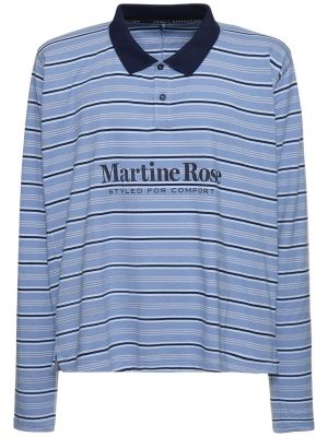 Памучна поло тениска с принт от джърси Martine Rose синьо
