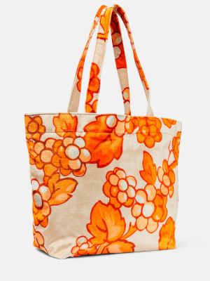 Kožna shopper torbica Etro narančasta