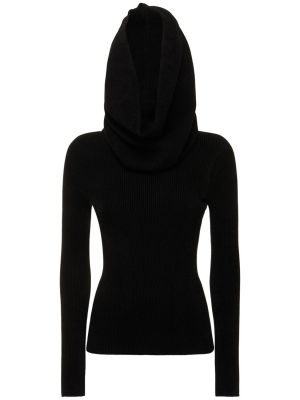 Sametový svetr s kapucí Alexandre Vauthier černý