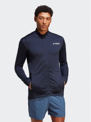 Fleecová priliehavá bunda na zips Adidas - modrá