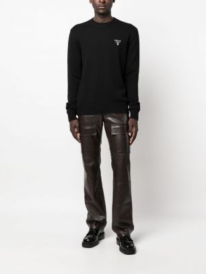 Kašmírový svetr s výšivkou Prada černý