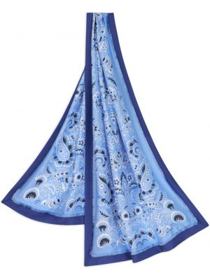 Hedvábný šál s potiskem s paisley potiskem Etro modrý