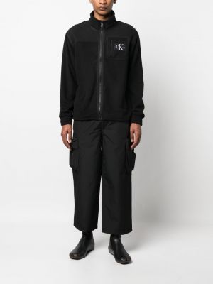 Kokvilnas flīsa džinsa jaka Calvin Klein Jeans melns