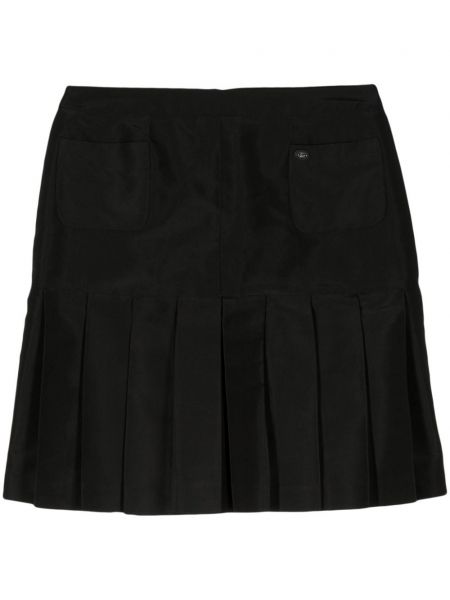 Plisované hedvábné mini sukně Chanel Pre-owned černé