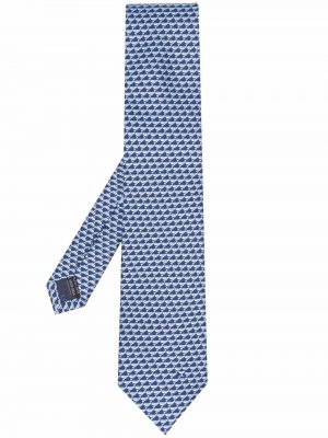 Corbata de seda con estampado Salvatore Ferragamo azul