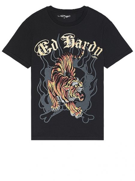 Camiseta con rayas de tigre Ed Hardy negro