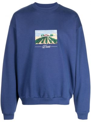 Памучен пуловер бродиран Drôle De Monsieur синьо