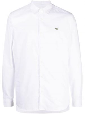 Βαμβακερό πουκάμισο με κέντημα Lacoste λευκό