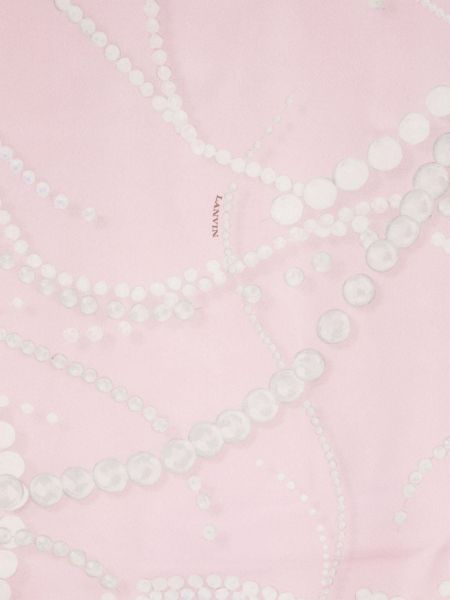 Hedvábný šál s perlami s potiskem Lanvin růžový