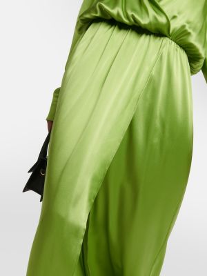 Vestido largo de seda con estampado Christopher Esber verde