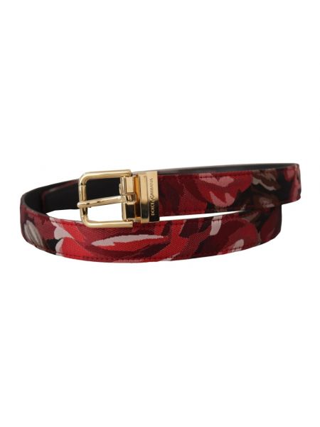 Cinturón de cuero con hebilla de tejido jacquard Dolce & Gabbana