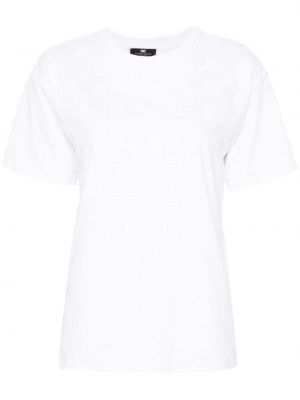 Kokvilnas t-krekls Elisabetta Franchi balts